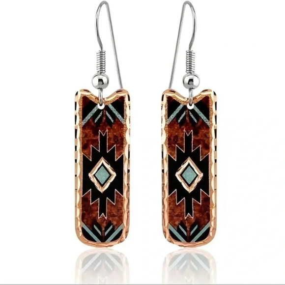 Aztec Print Earrings - Picture 5 of 7